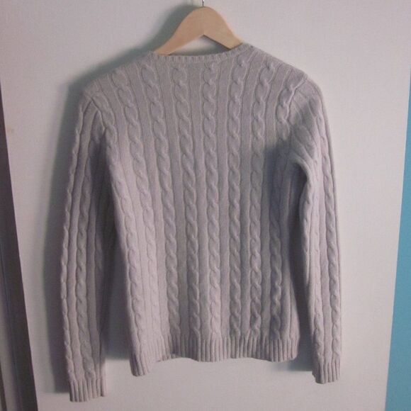 Ralph Lauren Black Label Cabled V-Neck Cashmere Pullover Slim Fit Size S Lt Gray - Picture 8 of 11